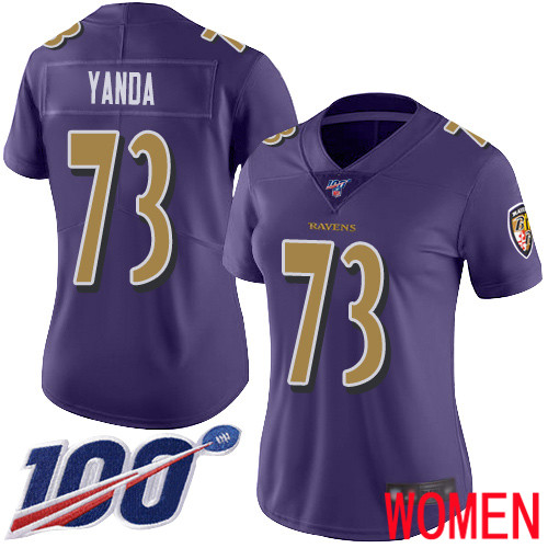 Baltimore Ravens Limited Purple Women Marshal Yanda Jersey NFL Football #73 100th Season Rush Vapor Untouchable